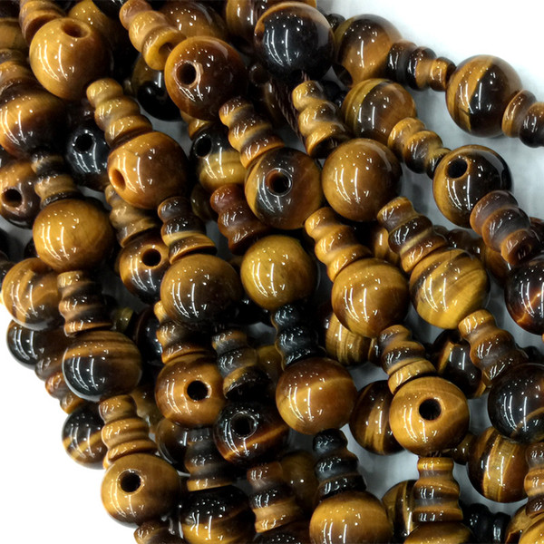 High Quality Natural Genuine Yellow Tiger Eye Stone Jasper Pagoda Tee Buddha Head Tibet Guru Beads Fit Jewelry (10 Beads/lot) 04195