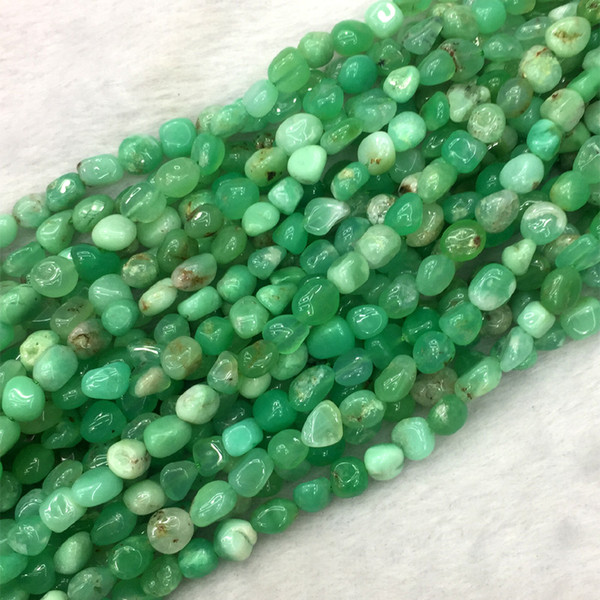 High Quality Natural Genuine Grass Green Chrysoprase Australia Jade Nugget Free Form Fillet Irregular Pebble Beads Fit Jewelry 15.5