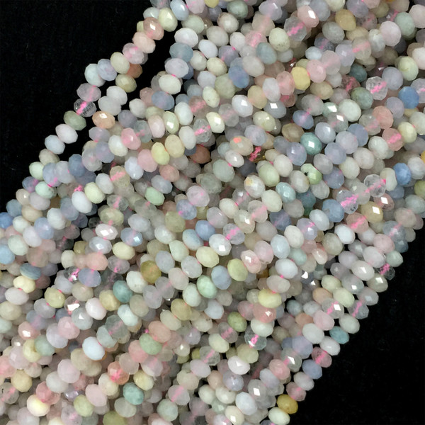 Natural Genuine Green Pink Blue Aquamarine Beryl Morganite Hand Cut Loose Gemstone Faceted Rondelle Beads 16