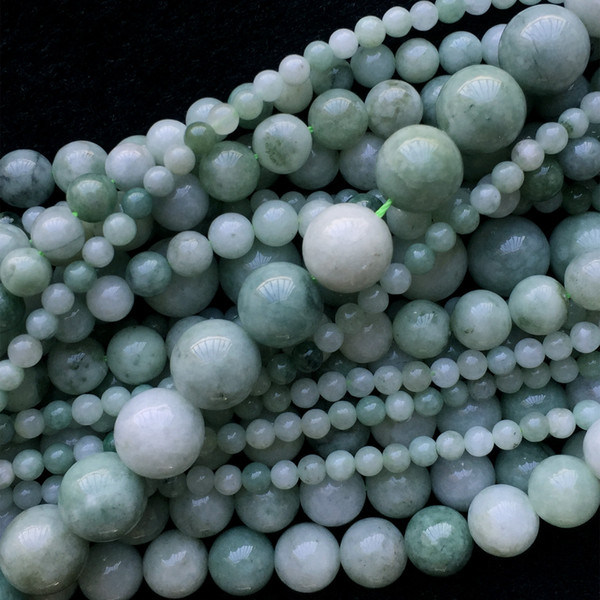 Natural Genuine Green Jadeite Jade Round Loose Stone Beads 4-12mm Fit Jewelry DIY Necklaces or Bracelets 15.5