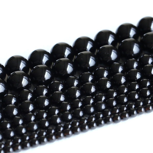 Natural Genuine Morion Black Quartz Crystal Round Beads 4-18 15.5