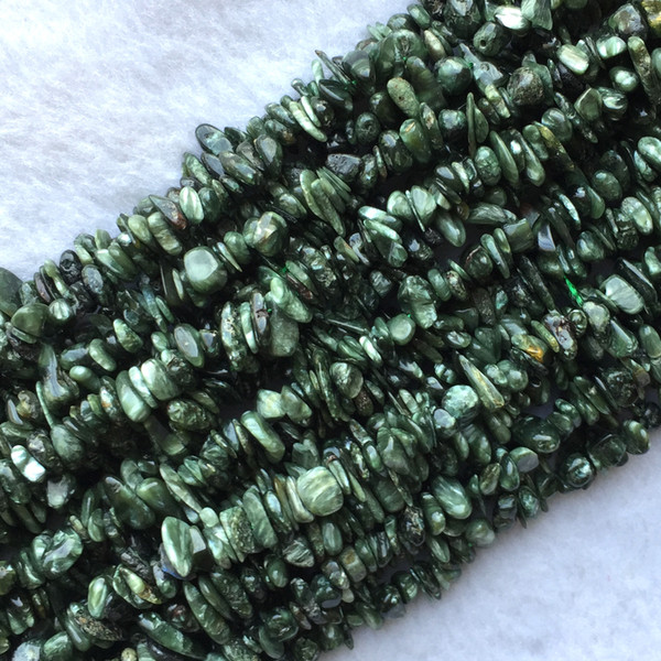 High Quality Natural Genuine Green Seraphinite Nugget Chip Loose Beads 3x8mm 05803