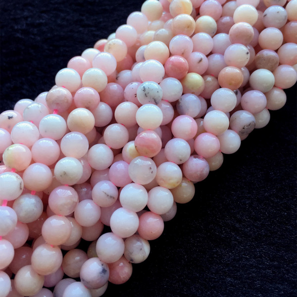 High quality Natural Genuine Peru Pink Opal Round Loose Small Jewelry Gemstones Beads 15.5