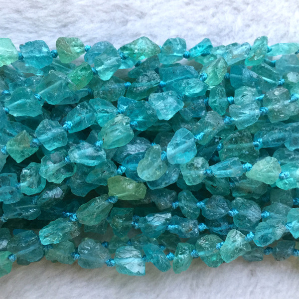 Natural Genuine Raw Mineral Clear Green Blue Apatite Fluorapatite Hand Cut Nugget Free Form Loose Rough Matte Faceted Beads 5-7mm 06018