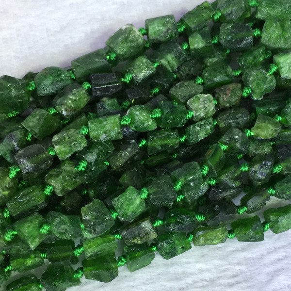 Natural Genuine Raw Mineral Dark Green Chrome Diopside Nugget Free Form Loose Rough Matte Faceted Beads 5-6mm 05394