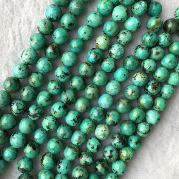 High Quality Natural Blue Green Africa Turquoise Round Loose Stone Beads Fit Jewelry 15.5 