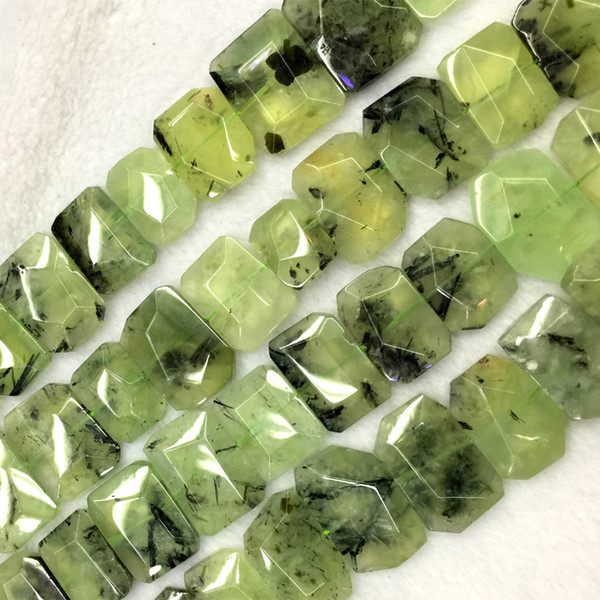 Wholesale Natural Genuine Green Prehnite Hand Cut Faceted Flat Nugget Free Form Loose 20x30mm Beads 15.5