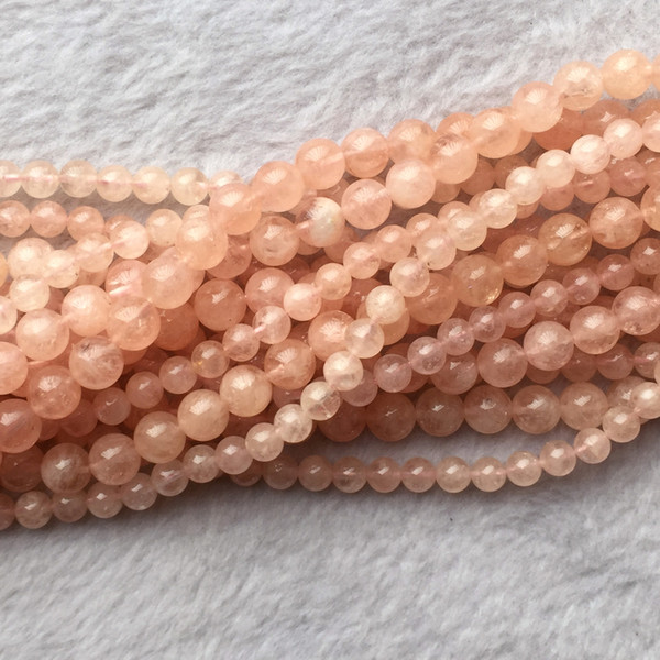 Genuine Natural Orange PinkBeryl Morganite Round Loose Gemstone Beads 4-12mm 16