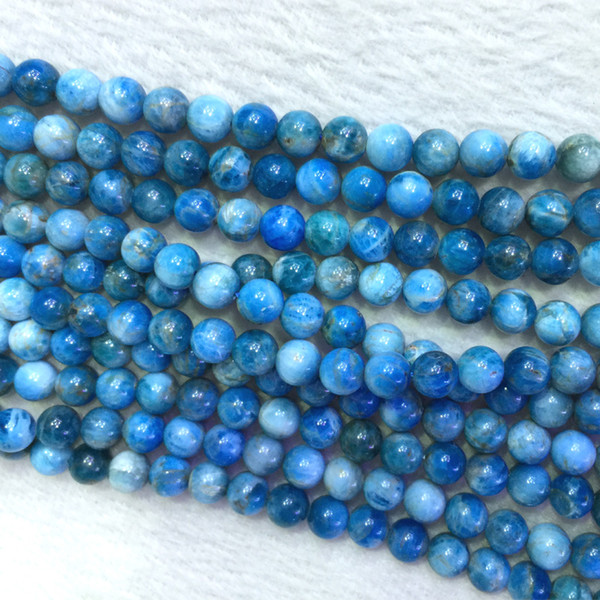 Natural Genuine Madagascar Blue Apatite Round Jewellery Loose Ball Beads 6-12mm 15.5