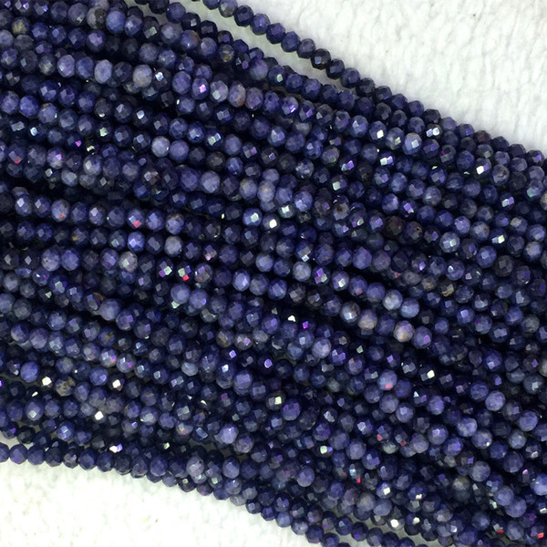 Wholesale Natural Genuine Blue Sapphire Hand Cut Faceted Rondelle Loose Small Beads DIY Jewelry Necklaces or Bracelets 16