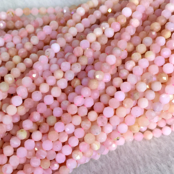 Natural Genuine Peru Pink Opal Faceted Small Round Loose Beads 2mm 3mm 4mm 05413