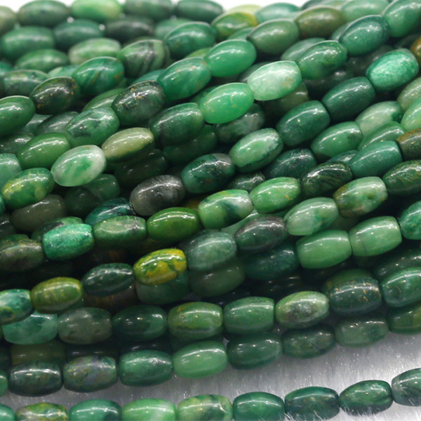 Wholesale Natural Genuine South Africa Green Jade Rice Shape Oval Loose Beads 4-12mm Fit Jewelry DIY Necklace or Bracelets 15.5