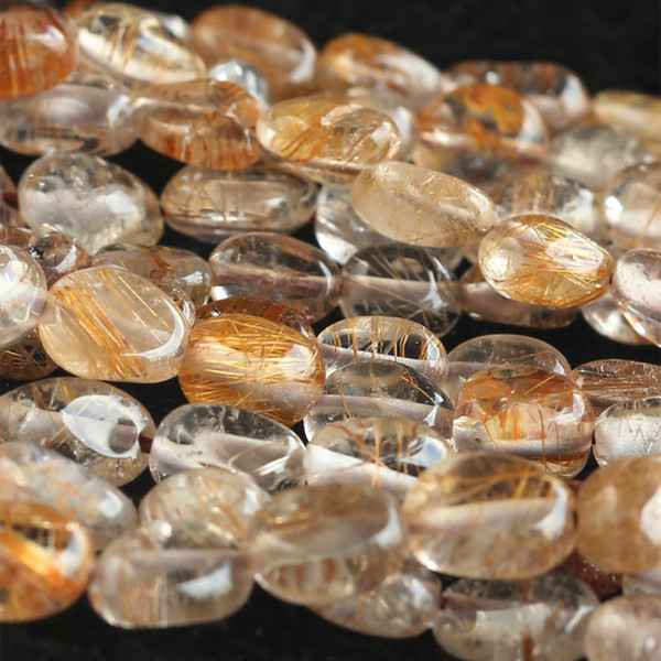 High Quality Genuine Clear Gold Copper Hair Rutilated Quartz Nugget Loose Beads Free Form Fit Jewelry Necklace Bracelets 16