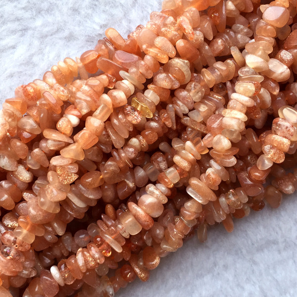 High Quality Natural Genuine Orange Gold Sanidine Sunstone Nugget Chip Loose Beads Fit Jewelry 3x8mm 15