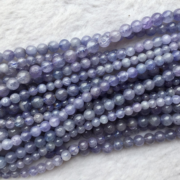 Natural Genuine Tanzania Dark Purple Blue Tanzanite Semi-precious stones Round Loose Small DIY Necklace or Bracelet Beads 16