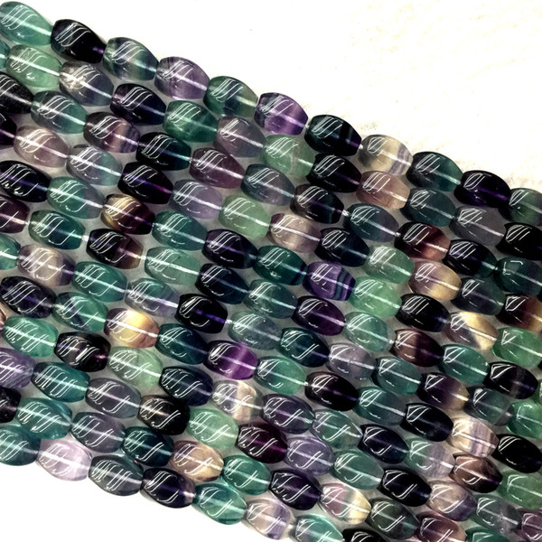 Genuine Natural Rainbow Purple Green Fluorite Semi-precious stones Necklace Bracelet Twist Beads 15.5