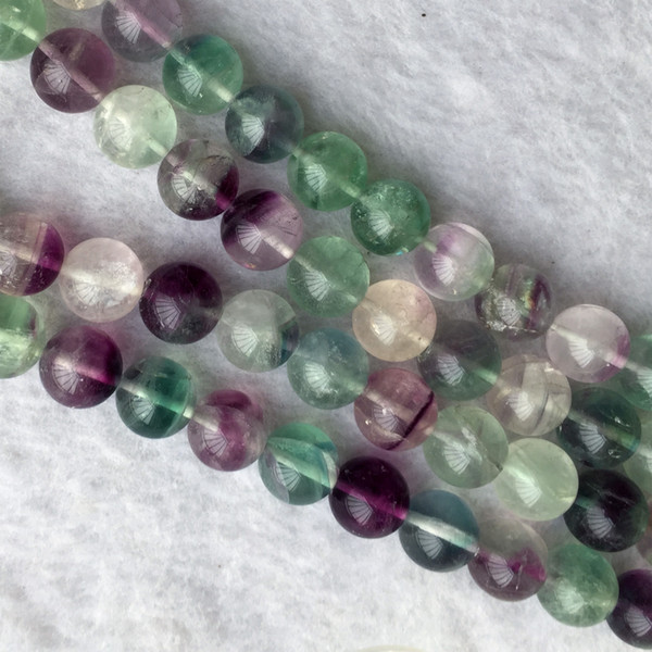 Genuine Natural Purple Green Fluorite Semi-precious stones Necklace Bracelet Round Beads 15.5