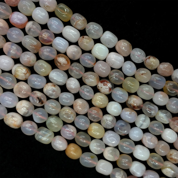 Natural Genuine White Pink Cherry Agate Nugget Free Form Fillet Irregular Pebble DIY Necklaces Bracelets Beads 15.5