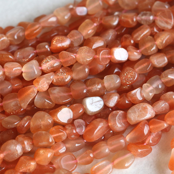 Discount Wholesale High Quality Genuine Orange Gold Sunstone Nugget Loose Beads Free Form 6-7mm Fit Jewelry Necklace Bracelets 16