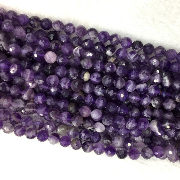 Natural Genuine Purple Amethyst Faceted Round Loose Jewelry Necklaces Bracelets Gemstone Beads 6-12mm 15.5