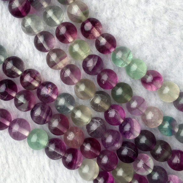 Genuine Natural Purple Fluorite Semi-precious stones Necklace Bracelet Round Beads 15.5