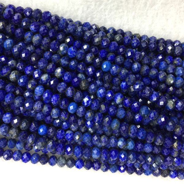 Natural Genuine Dark Blue Lapis Lazuli Hand Cut Loose Gemstone Faceted Rondelle Beads 16