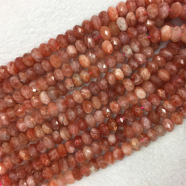 Natural Genuine Gold Ornage Oligoclase Sanidine Sunstone Hand Cut Loose Gemstone Faceted Rondelle Beads 16