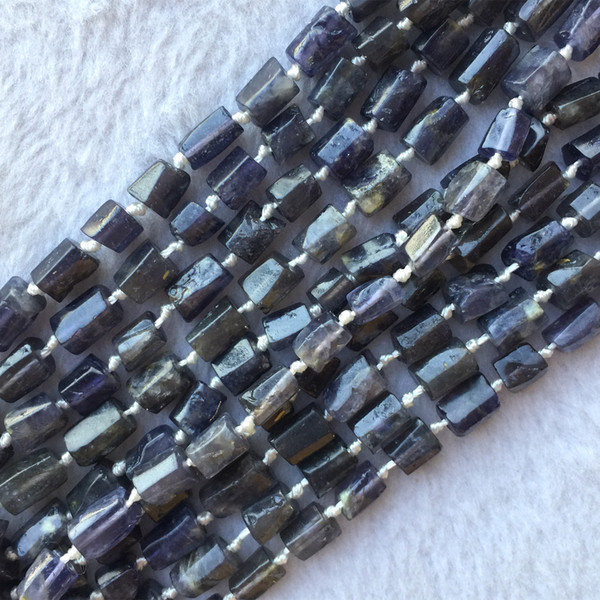 Natural Genuine Raw Mineral Purple Blue Iolite Lynx Stone Dichroite Hand Cut Nugget Free Form Loose Rough Matte Faceted Beads 15.5