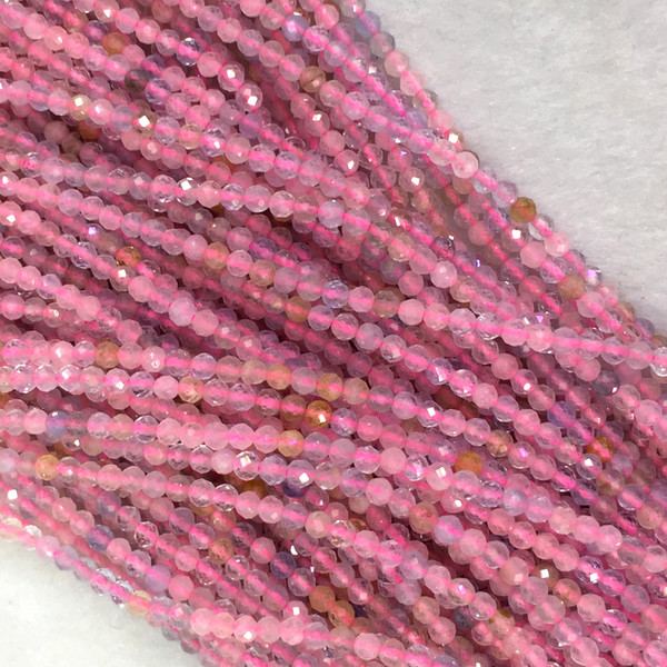 High Quality Genuine Natural Clear Pink Morganite Faceted Round Small Beads 2.5mm 15.5