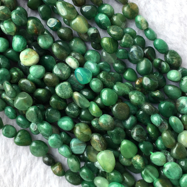 Natural Genuine Dark Green Africa Green Jade Nugget Free Form Fillet Irregular Pebble Small Beads Fit Jewelry 15.5