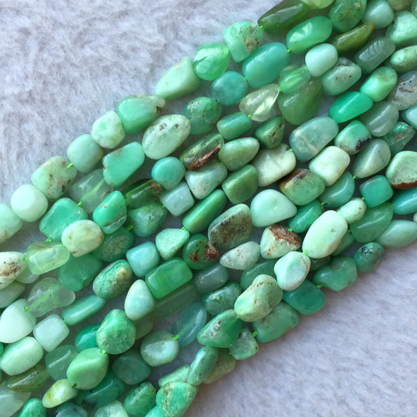 Natural Genuine Grass Green Chrysoprase Australia Jade Nugget Free Form Fillet Irregular Pebble Small Beads Fit Jewelry 15.5