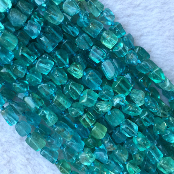 High Quality Natural Genuine Clear Green Blue Apatite Fluorapatite Nugget Free Form Smooth Fillet Irregular Pebble Beads 16