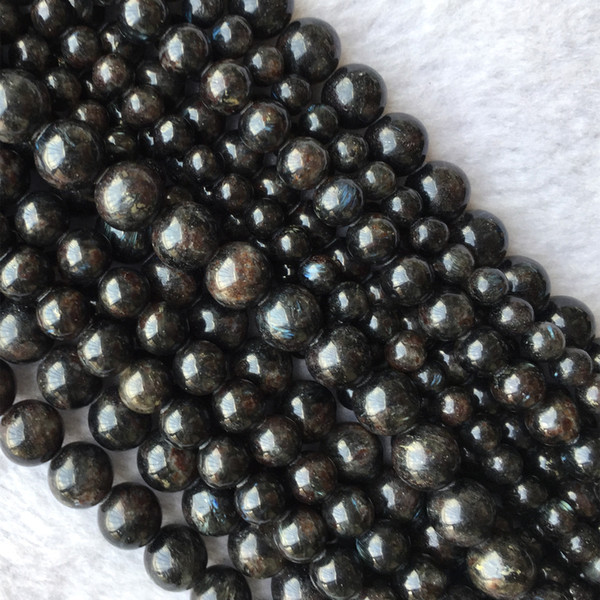 Natural Genuine Black Astrophyllite Round Loose Gemstone Stone Beads 6mm 8mm 10mm 12mm 15.5