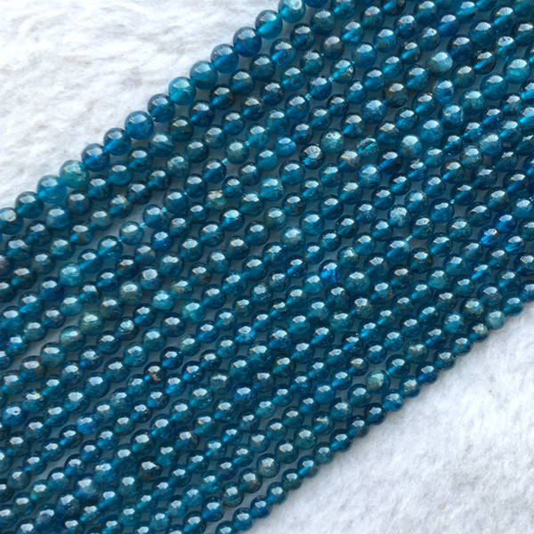 Natural Genuine Blue Apatite Phosphorite Round Loose Gemstone Jewelry Small Beads 4mm 15.5