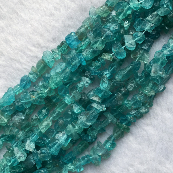 Sri Lanka Natural Genuine Raw Mineral Green Blue Apatite Fluorapatite Chip Nugget Free Form Loose Rough Matte Faceted Beads 15.5