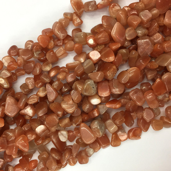 High Quality Natural Genuine Orange Gold Sunstone Teardrop Nugget Side Drilled Loose Beads Fit Jewelry 8-10mm 15