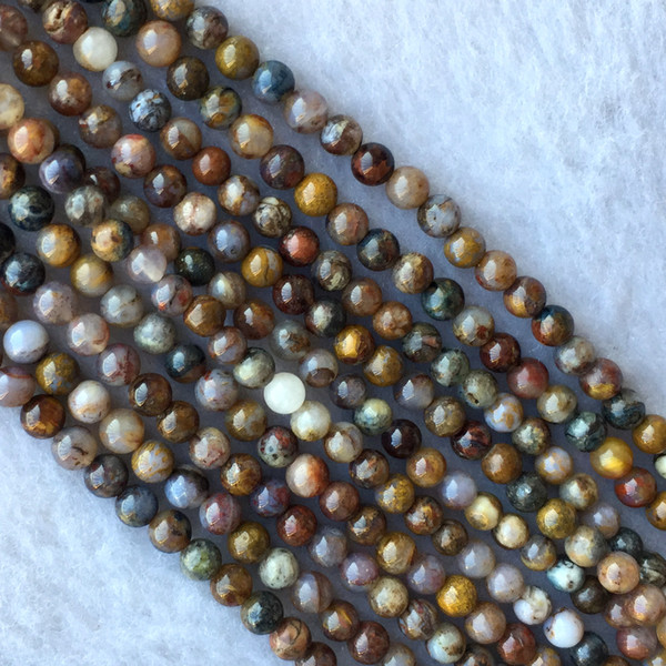 Natural Genuine Brown Gold Pietersite Stone Round Loose Gemstone Stone Small Beads 4mm 15.5