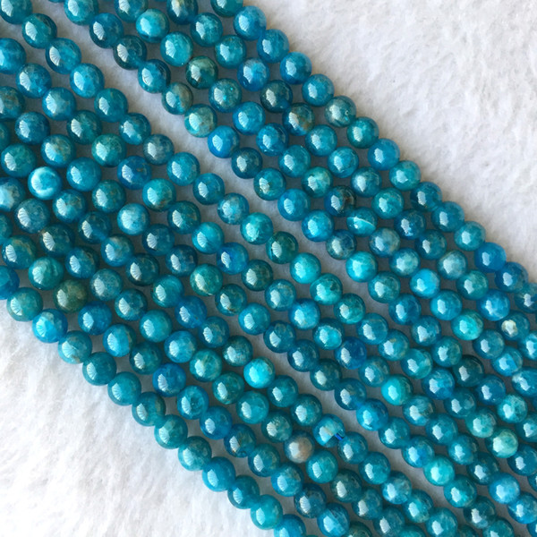 Wholesale Natural Genuine Blue Apatite Phosphorite Round Loose Gemstone Beads 6-10mm 16