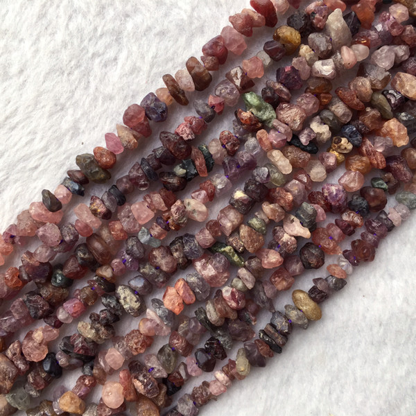 Sri Lanka Natural Genuine Raw Mineral Ruby Sapphire Spinel Chip Nugget Free Form Loose Rough Matte Faceted Beads 05752 15.5