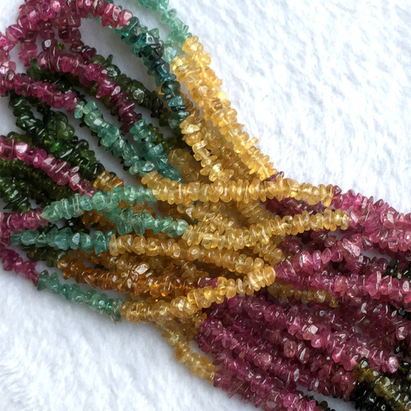 High Quality Natural Genuine Multicolour Green Pink Red Yellow Green Blue Tourmaline Nugget Chip Loose Beads Fit Jewelry 3x8mm 15.5