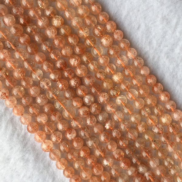 Wholesale Real Genuine Natural Clear Sanidine Sunstone Round Loose Gemstone Ball Beads 6mm 15.5