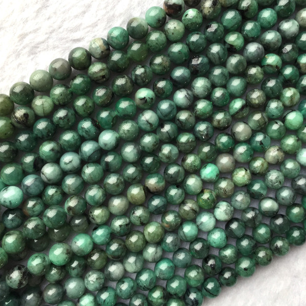 Genuine Natural Columbia Emerald Green Semi-precious stones Round Beads 15.5