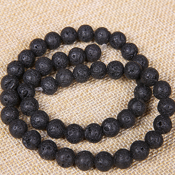 4 6 8 10 12mm Natural Lava Stone Beads Black Volcanic Rock Round Stone Loose Beads For DIY Jewelry Bracelet Making Wholesale