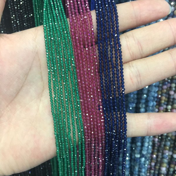 2mm Natural Ruby Sapphire Emerald Stone Beads Faceted Red Blue Green Gem Stone Beads For DIY Jewelry Necklace Bracelet Making