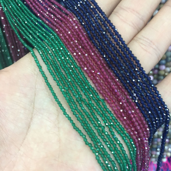 Faceted Natural Ruby Beads 2mm Sapphire Emeralds Stone Beads Red Green Blue Gem Stone Bead For Bracelet Necklace Strand 15''