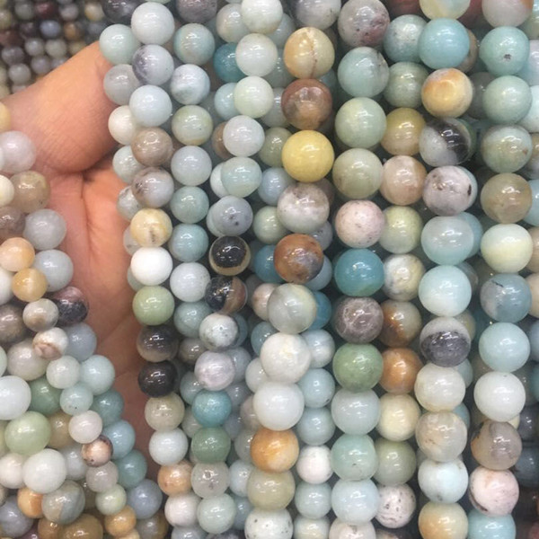 Round Frost Mixed Color Amazonite Beads Natural Stone Beads DIY Loose Beads For Jewelry Making Bead Strand 15