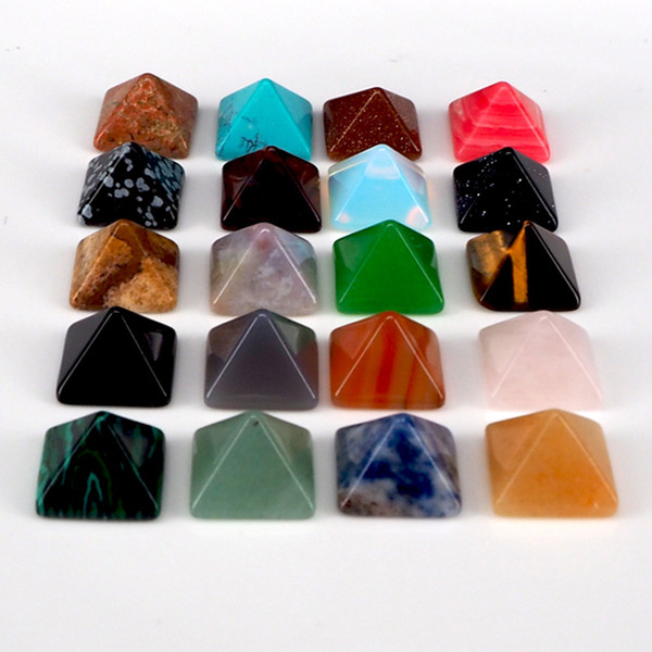 Natural Agate Jade Green Aventurine Pyramid Stone Beads For Jewelry Ring Making Seven Chakra Energy Healing Stone Beads 14mm