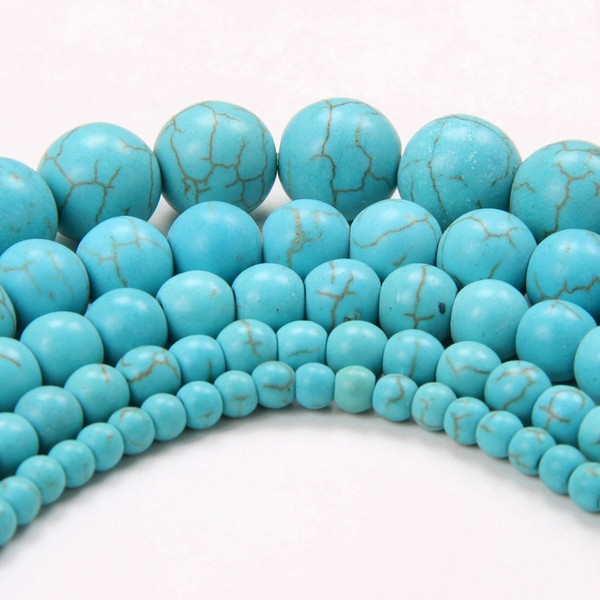 Natural Howlite Synthetic Turquoises Stone Beads Wholesale 4 6 8 10 12mm Stone Loose Beads For Bracelet Necklace DIY Jewelry Craft Material