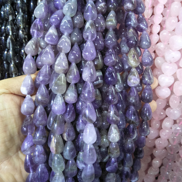 Top Quality 10x16mm Natural Amethyst Stone Beads Water Drop Shape Loose Purple Crystal Stone Beads For DIY Jewelry Accessories