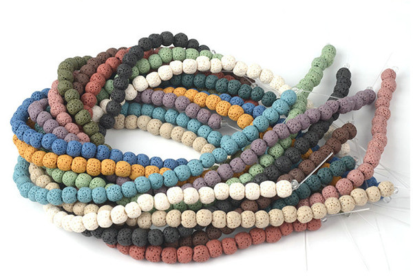 65pcs/lot 6mm Many Color Lava Beads Natural Stone Volcanic Rock Round Loose Beads DIY Jewelry Bracelet Making Volcano Stone Bead